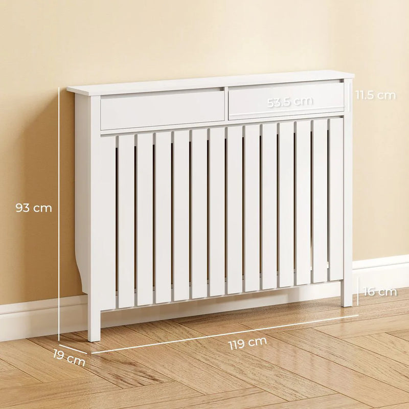 HOMCOM 93 x 119cm Rustic-Look Radiator Cover - White