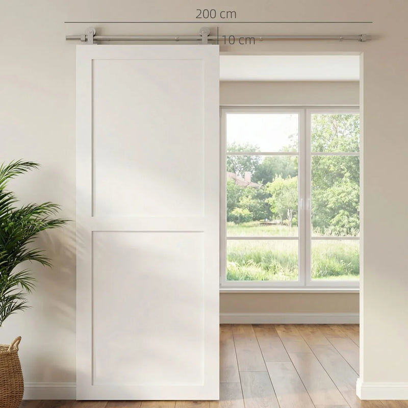 HOMCOM Sliding Door Hardware Kit Smooth Quiet 304 Stainless Steel for 200cm Track Sliver Tone
