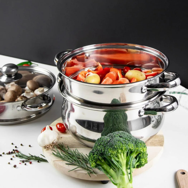Sq Professional Lustro Stainless Steel Steamer 3 Tier 4.5L