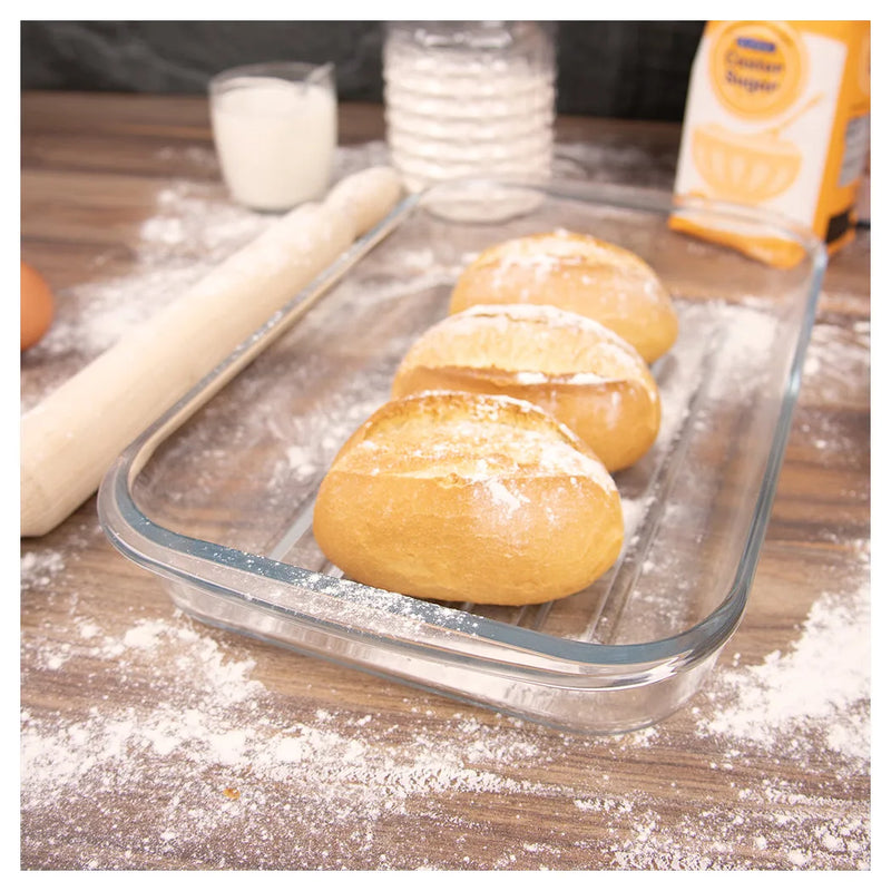 Durane Tempered Glass Ribbed Oven Roasting Tray 2L (Parcel Plus Rate)