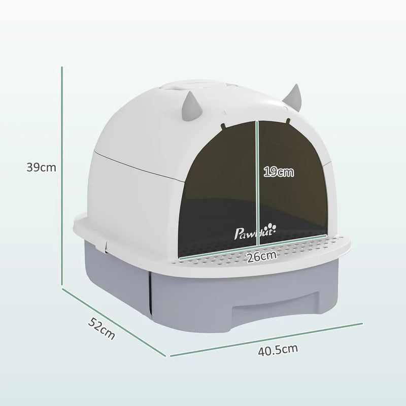 PawHut Enclosed Cat Litter Box w/ Pull-Out Drawer, Scoop, Deodorising Bags for Odour Control, Privacy, Portable, Easy to Clean