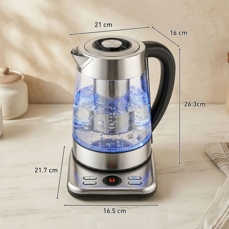 HOMCOM Electric Kettle, 1.7L Fast Boil 3KW Water Kettle with UK Strix Thermostat, Tea Infuser, Keep Warm Function