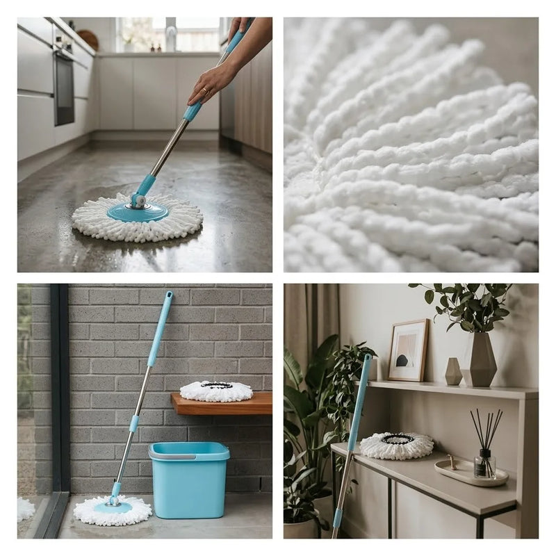 Replacement Round Spin Microfibre Refill Mop Head