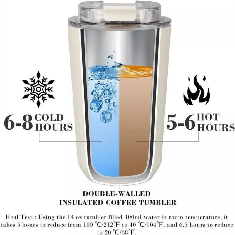 Smeg Coffee Mug Stainless Steel Travel Water Bottle Insulated Cup 8 Colors-White