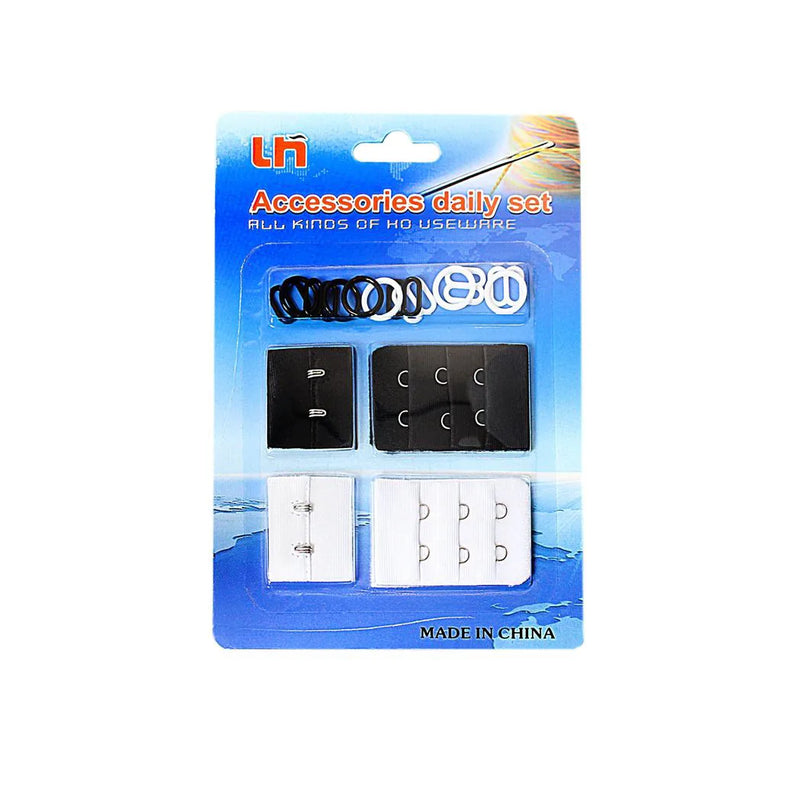 Assorted Elastic Bra Buckle Set Black And White