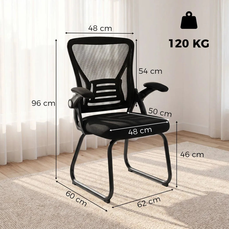 HOMCOM Office Chair, Ergonomic Desk Chair No Wheels with Mesh Backrest and Steel Legs for Home Conference Room, Black