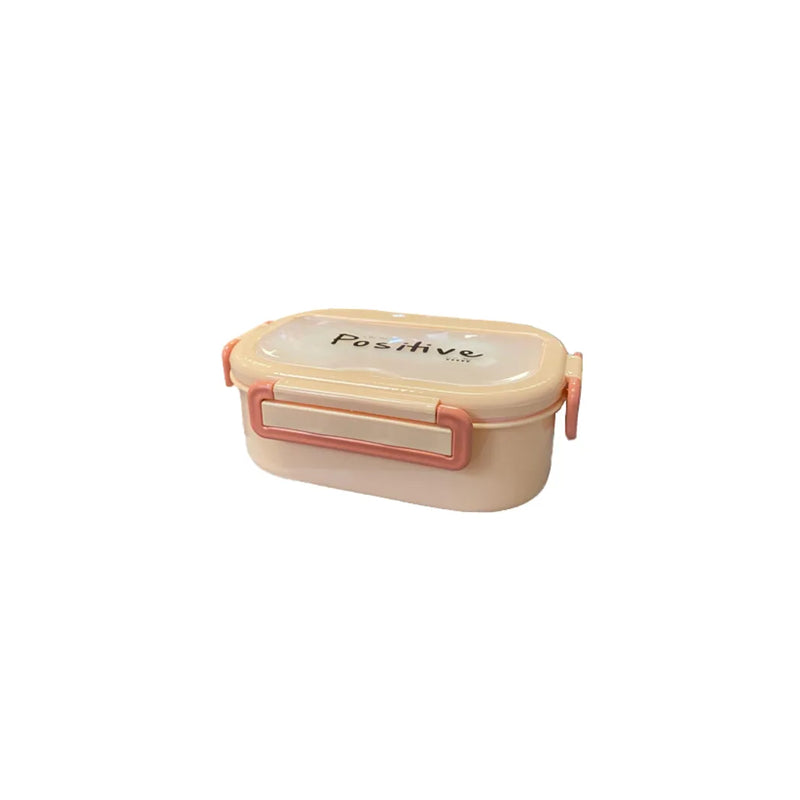 Plastic 2 Compartment Lunch Bo x With Cutlery Assorted Colours
