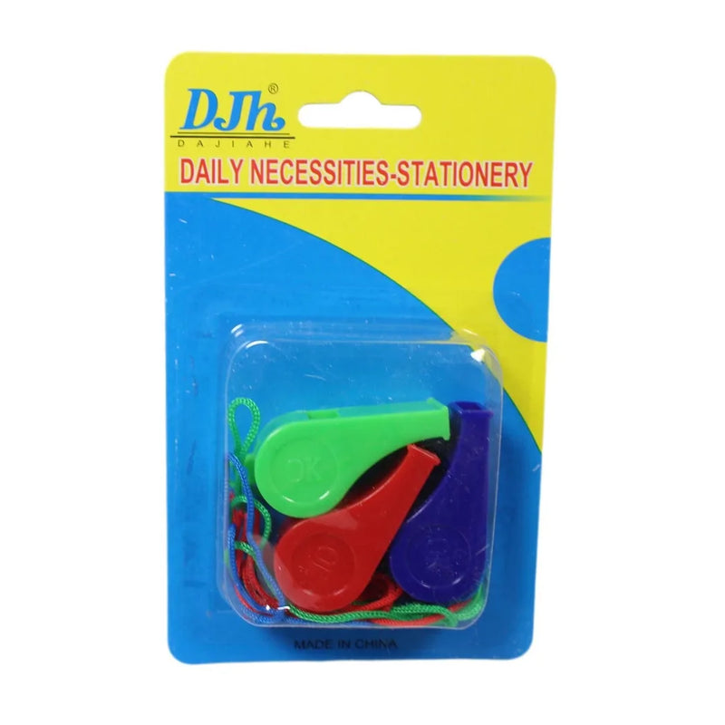 Plastic Whistles With Neck Cord Pack Of 3 Assorted Colours