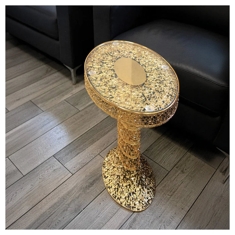Sq Professional Durane Ornate Coffee Table Gold With Glass Top Z009S Oval