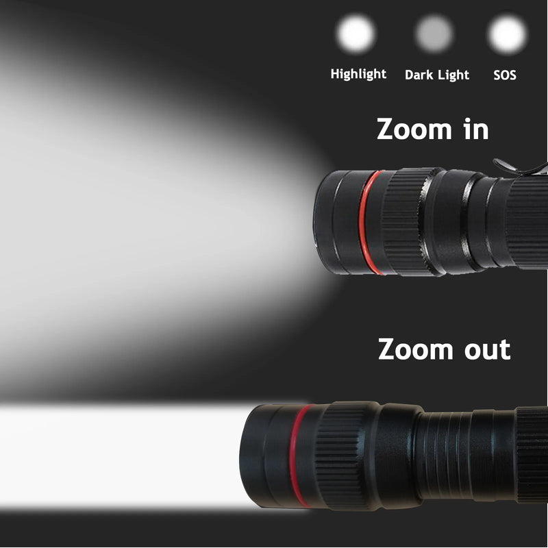 2 Pack USB Rechargeable LED Flashlight Adjustable Focus 3-Modes Outdoor Mini Flashlight W/ USB Cable+Mini Box (US Logistics For USPS/DHL/Fedex/UPS. No designated logistics accepted，TK/TMEU only For self-pickup）