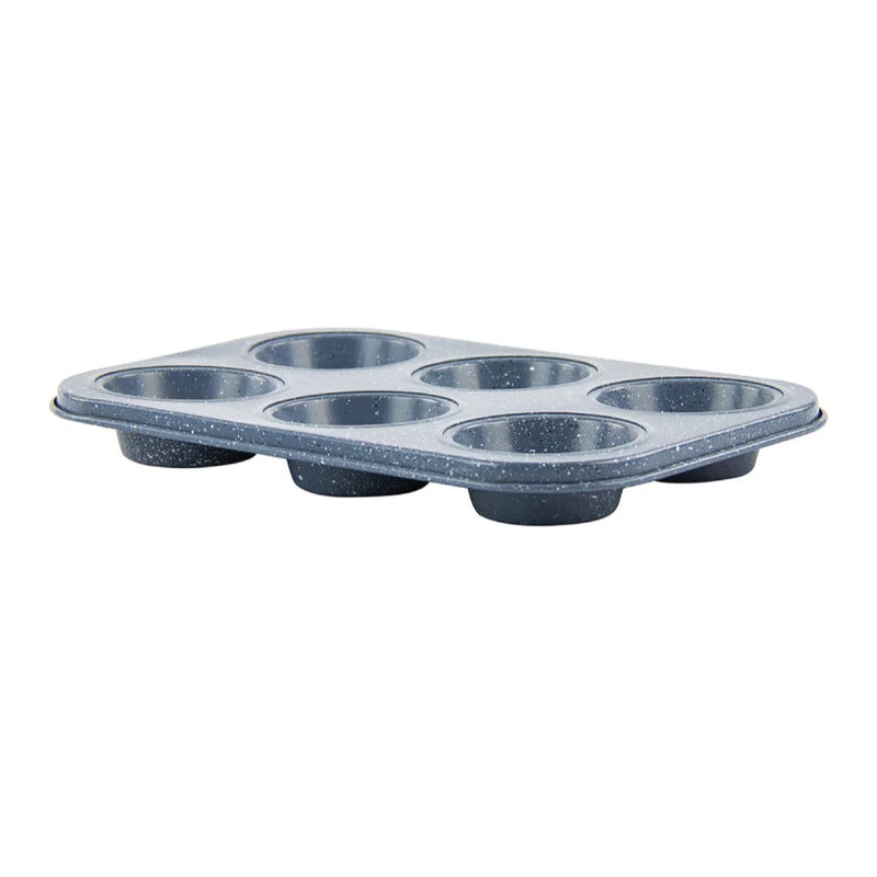 Metal Muffin Cupcake Baking Tray 6 Cups Speckled Grey
