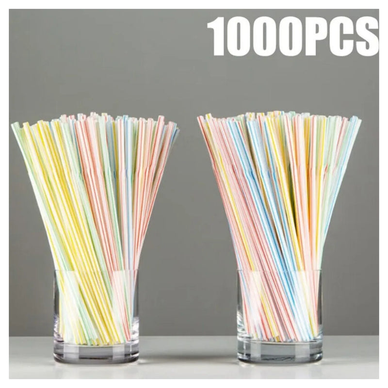 1000 x Plastic Straws Bendy Colourful Straw Birthday Wedding Summer Party Drink