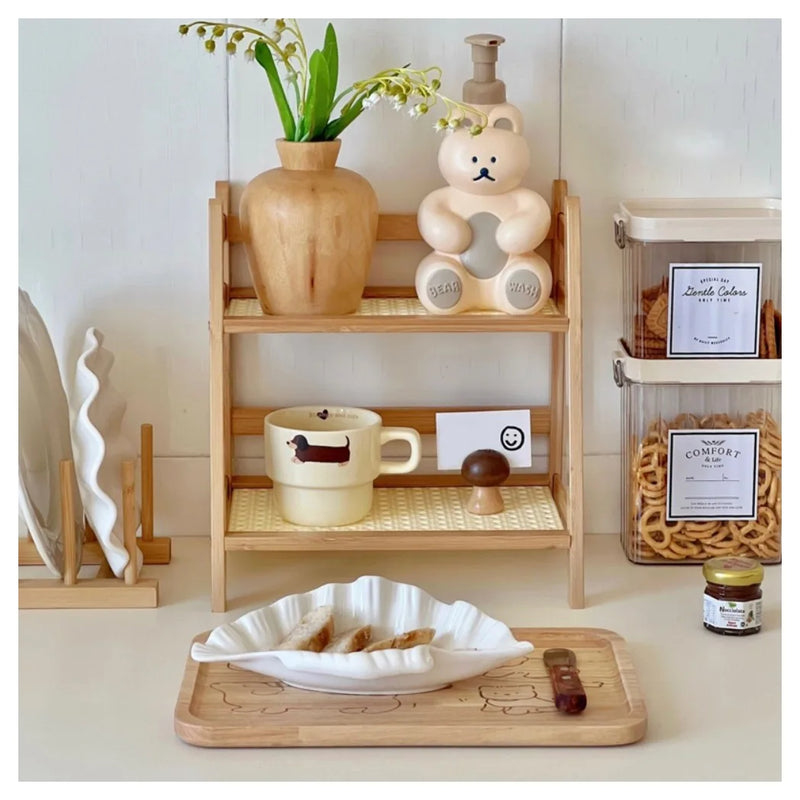 2 Layer Countertop Organizer Multipurpose Kitchen Wooden Rack Storage Shelf-L