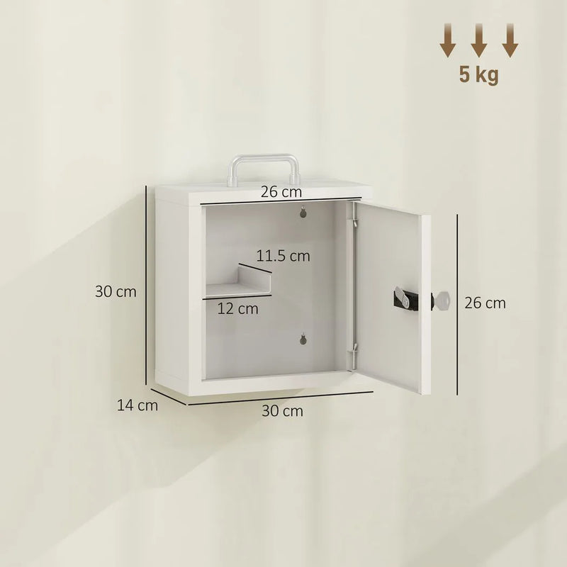 HOMCOM Wall Mount Medicine Cabinet with Combination and Key Lock, 2 Tier Stainless Steel First Aid Cabinet, White