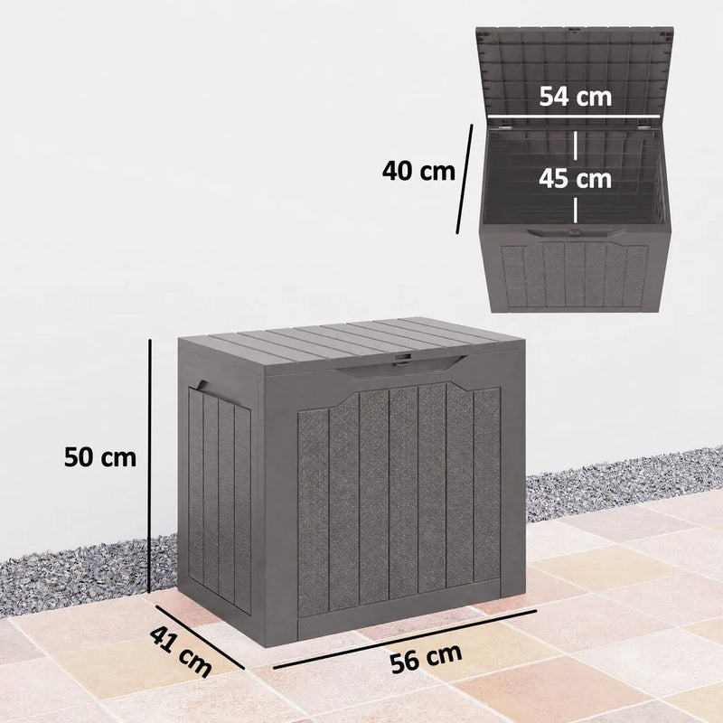 Outsunny 97L Plastic Garden Storage Box, Outdoor Storage Box with Handles, Waterproof Outdoor Storage Container, Brown