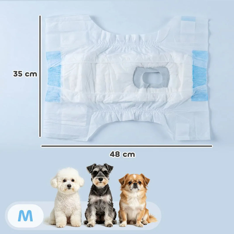 PawHut Disposable Dog Diapers Female for M Dogs Incontinence or Excitable Urination and Training 48 Count