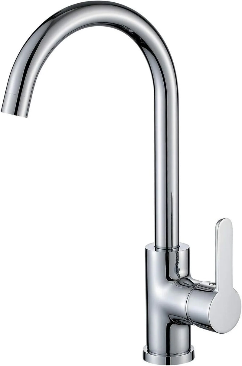 Kitchen Sink Mixer Taps Swivel Spout Single Lever Tap Mono Chrome Faucet Modern