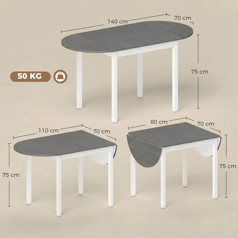 HOMCOM 4-6 Person Wooden Drop-Leaf Table - Grey