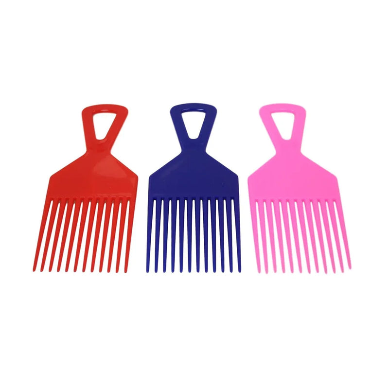 Plastic 3 Piece Afro Hair Styling Hair Comb Long Teeth Untangling Comb Assorted Colours