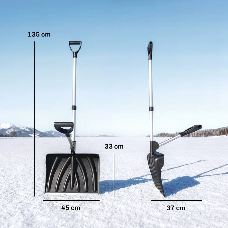 Outsunny Heavy-Duty Snow Shovel with Assist Handle, Portable Snow Pusher with 45cm Wide Blade, Detachable Aluminium Handle
