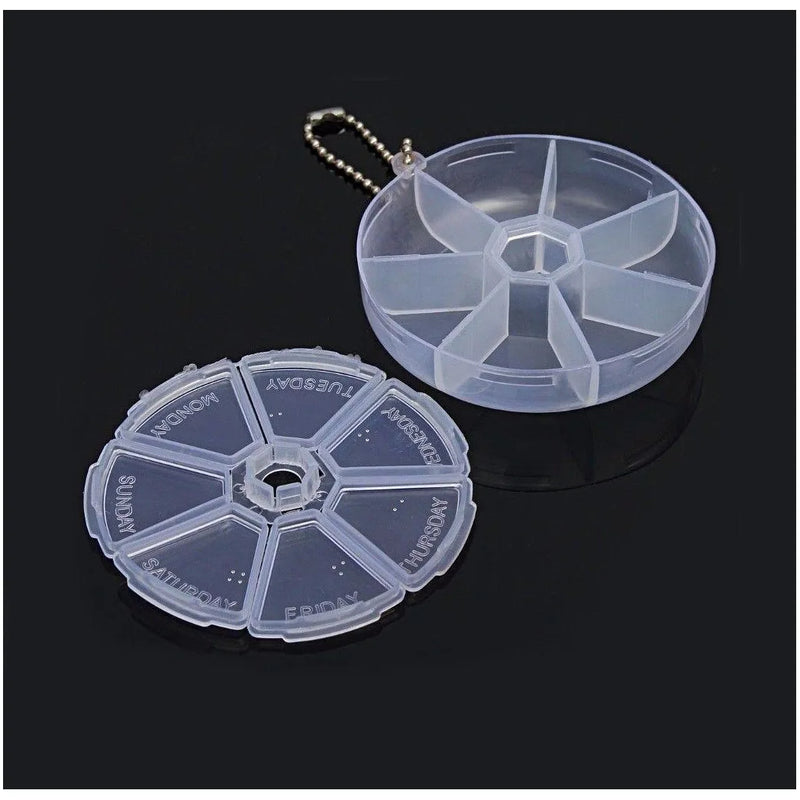 Round Plastic Pill Bo x Container 7 Days Assorted Colours