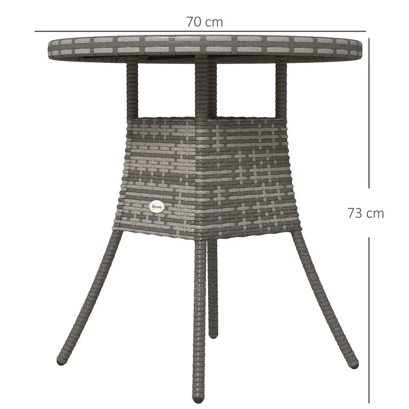 Outsunny 70 cm Wood-Effect Rattan Garden Table - Natural Wood Finish
