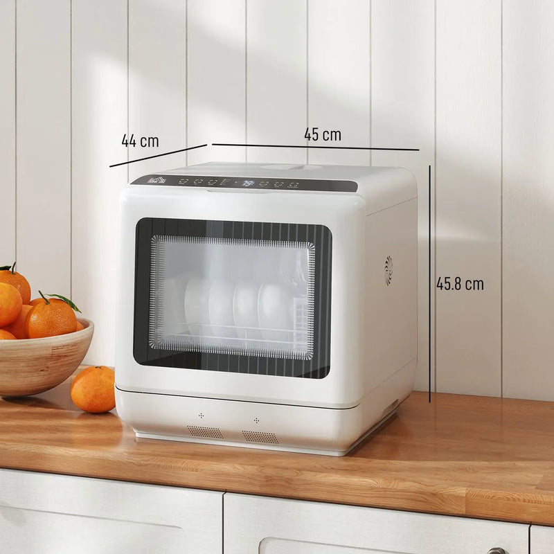 HOMCOM 6L Five-Mode Tabletop Dishwasher - White