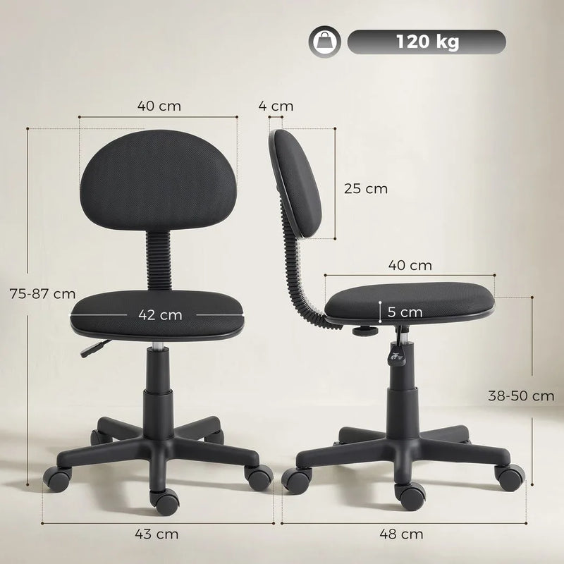 HOMCOM Small Armless Office Chair - Black