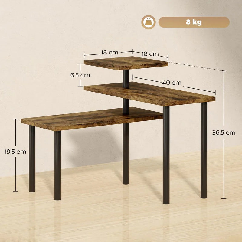 HOMCOM 3-Tier Kitchen Countertop Organiser, Adjustable Spice Rack, Corner Shelf for Kitchen, Coffee Bar, Bathroom, Rustic Brown