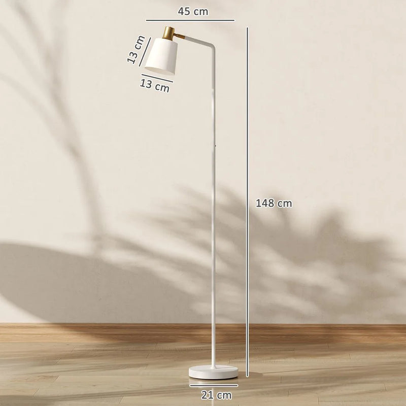 HOMCOM Modern Standing Lamp, Floor Lamp with 350° Rotatable Head for Living Room, White