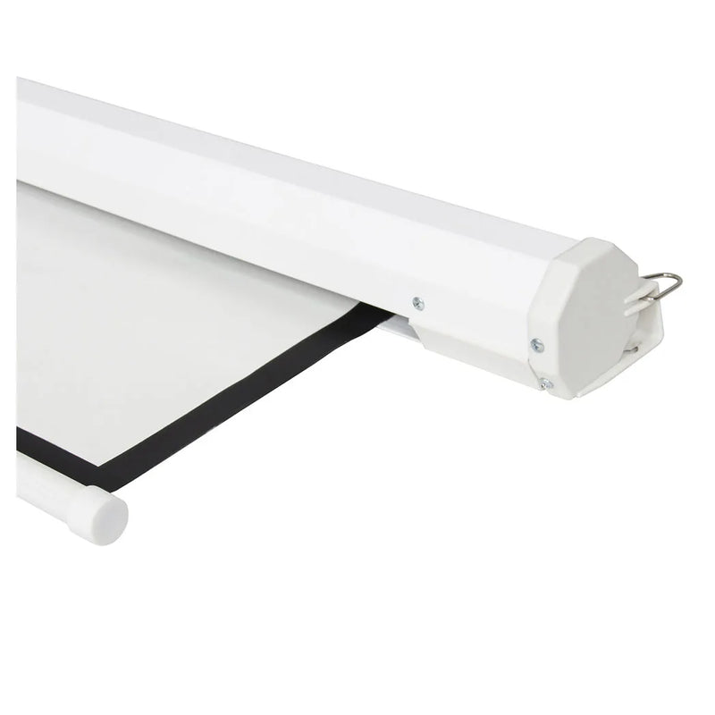 UK Plug, 100 inch 16:9 Aspect Ratio Manual Self-locking Warp Knitted White Plastic Projection Screen, White, with Screw Hooks, Pull-down Projector Screen