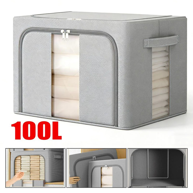 Storage Box for Clothes Folding Wardrobe Organizer Tidy Heavy Duty UK-100L - Extra Large 2PCS