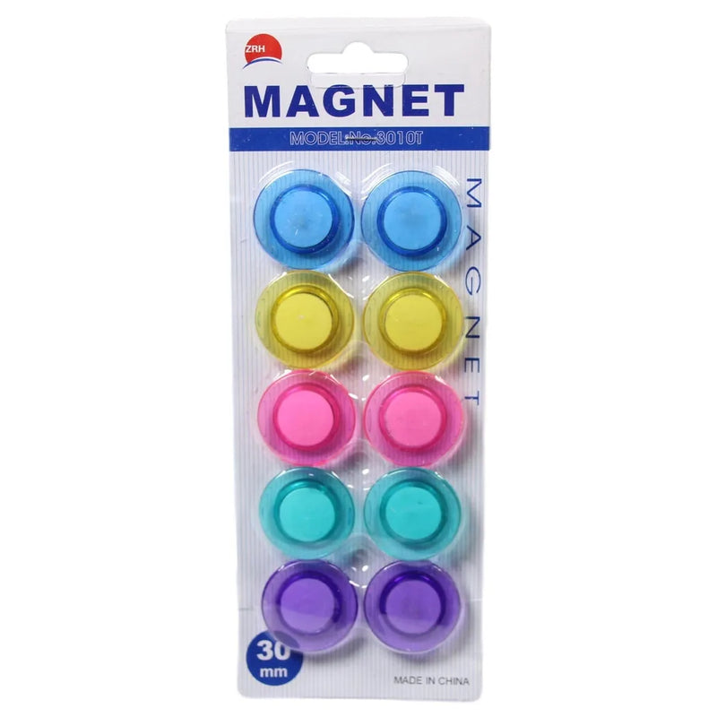 Round Fridge Freezer Magnets Pack Of 10 Assorted Colours