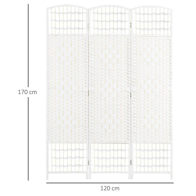 HOMCOM 3 Panel Folding Room Divider, Privacy Screen, Paravent Partition Separator for Living Room, Bedroom, White