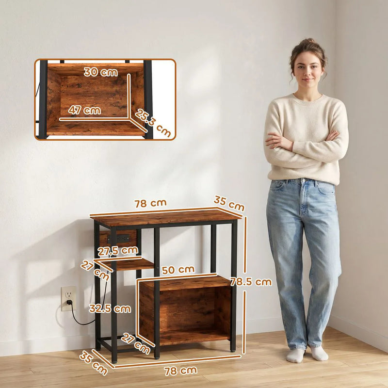 PawHut Fish Tank Stand with Power Outlets Aquarium Stand with Cabinet 20-29 Gallon Tanks Tiger Wood Grain