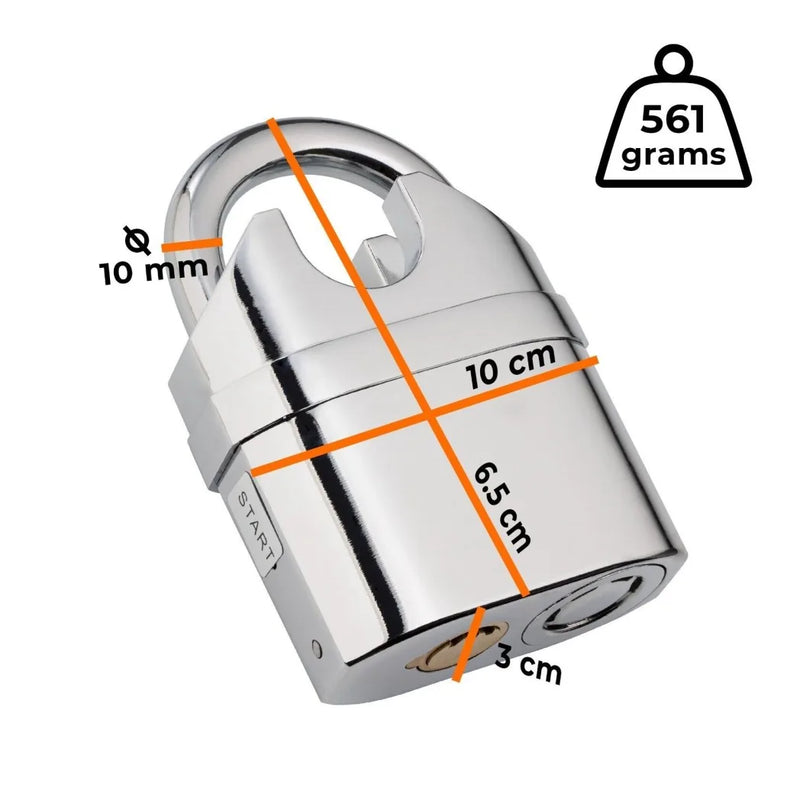 Heavy Duty Stainless Steel Waterproof Alarm Padlock with Keys - Outdoor Security