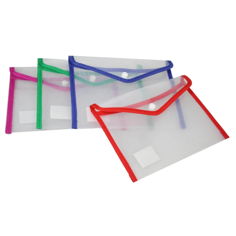 Medium Plastic Stud Document Wallet File Folder Assorted Colours