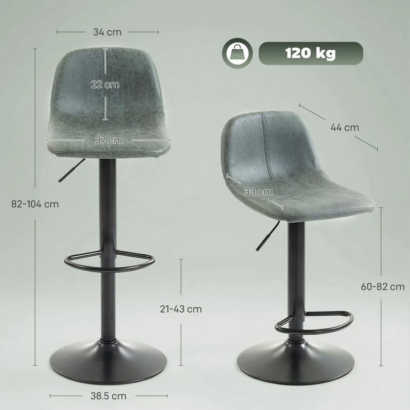 HOMCOM Bar Stools Set of 2, Modern Swivel Barstools with Footrest for Kitchen Island and Dining Room, Green