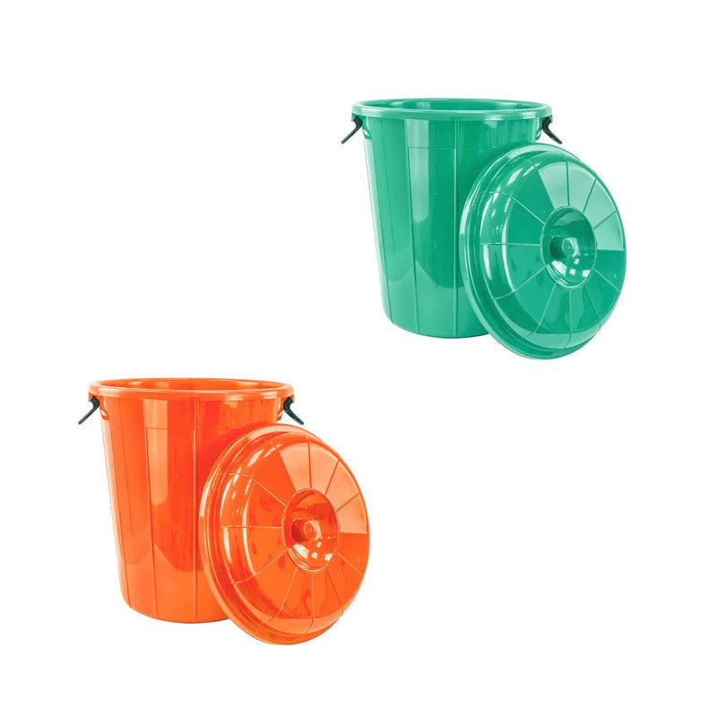 Plastic Eco Storage Drum Bin Bucket With 2 Side Handles 60L Assorted Colours