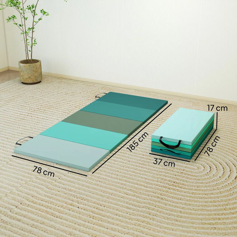 SPORTNOW 6FT Foldable Gymnastics Mat, Crash Exercise Pad, 3.2 cm Thick  Workout Mat with Handles for Home Training, Mixed Green