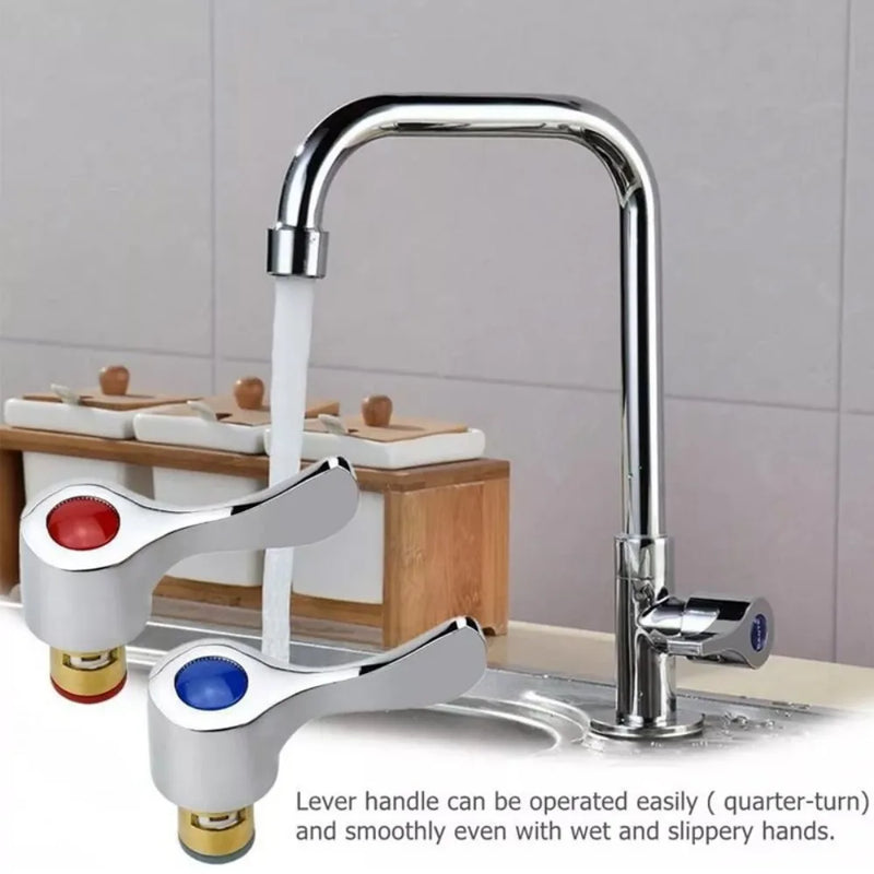 2Sets Faucet Handle And Turn Tap G1/2 Handle Knob Lever Taps Tops Valves Kits f