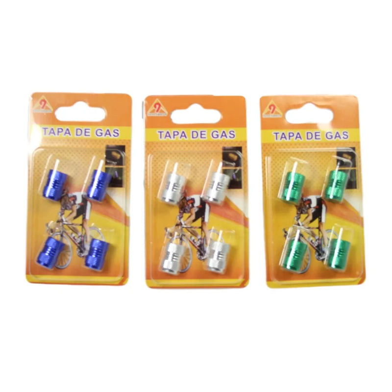 Bike Bicycle Metal Screw On Gas Caps Pack Of 4 Assorted Colours