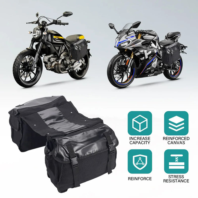 26L Motorcycle Saddle Bag Waterproof Side Canvas Travel Storage Bike Panniers UK