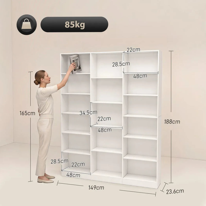 HOMCOM Bookcase with Open Storage, 6-Tier Bookshelf with Anti-Tipping Hardware, White