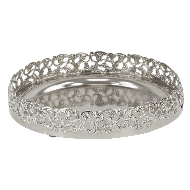 Durane Footed Metal Serving Tray Silver