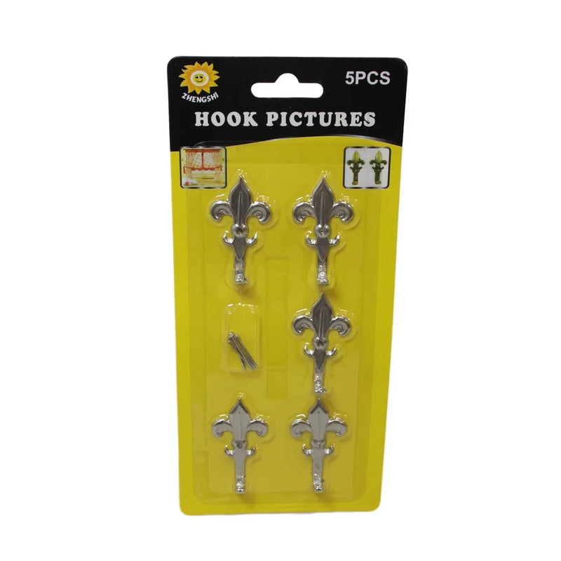 5 Pack Chrome Mini Picture Curtain Hooks With Nails