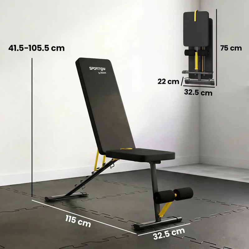 SPORTNOW Adjustable Weight Bench, 300kg Incline Decline Flat Foldable Bench Press with 7 Backrest Positions and Resistance Bands