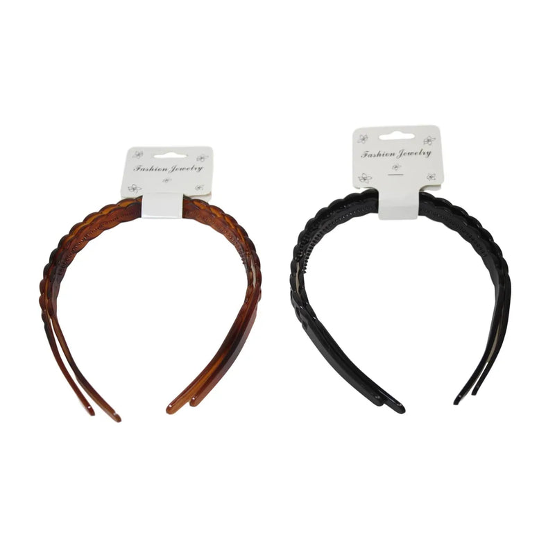 Girl'S Plastic Wavy Hair Head Band Pack Of 2 Assorted Colours