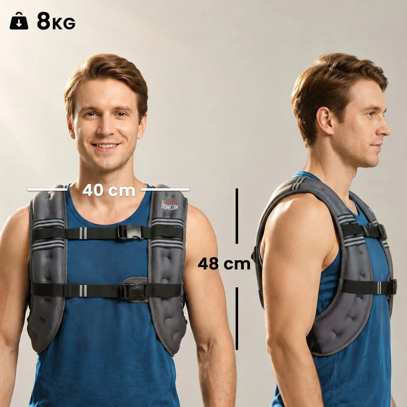 HOMCOM 8KG Weighted Vest, Running Weight Vest with Adjustable Strap, Convenient Pocket and Reflective Strips for Men and Women