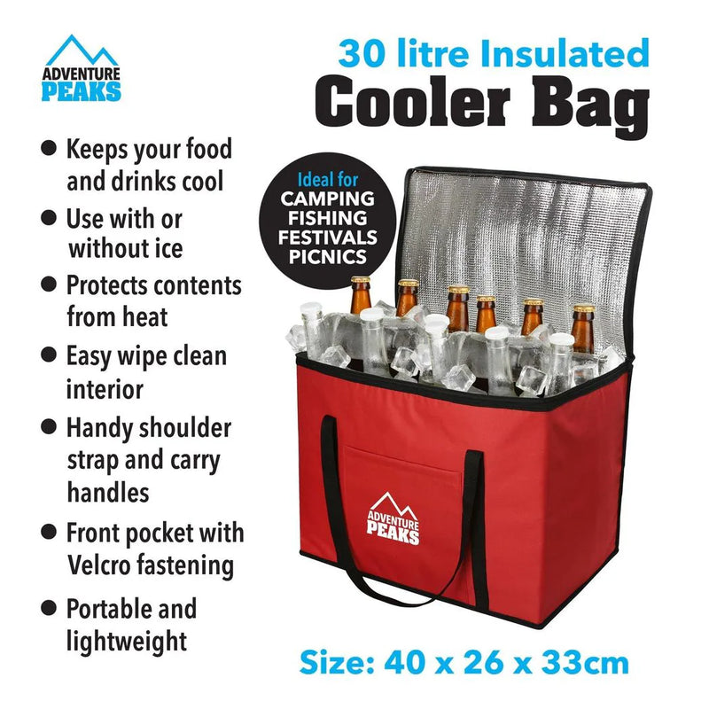 Insulated Camping Cooler Bag 30L Red